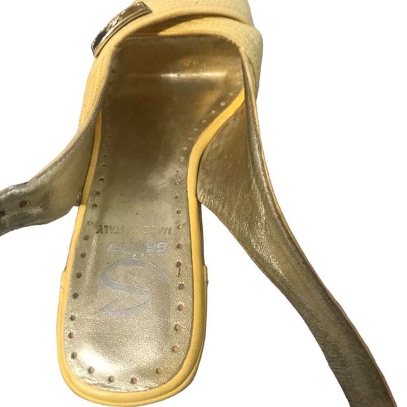 Massimo Santini Womens 6 Yellow Wedge Buckle Cork Slingback Sandals Italy … - Picture 7 of 15